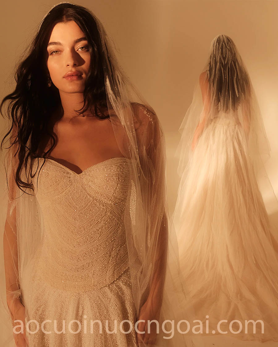 beaded drop waist wedding dress